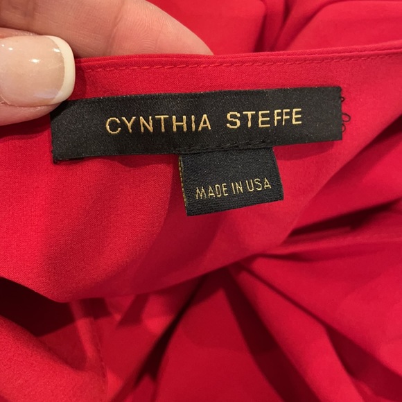 Cynthia Steffe over the knee red draped dress - Picture 5 of 10